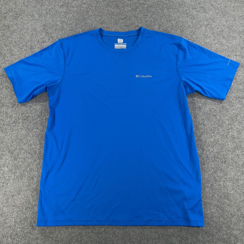 Columbia Omni-Freeze Zero Blue Performance Short Sleeve Shirt Mens Large